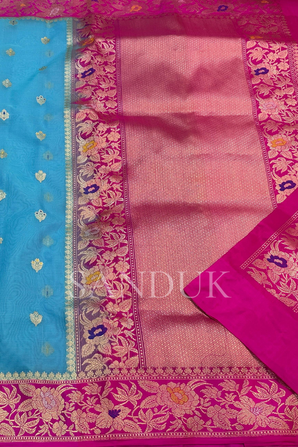 Kadhiyal Blue Kora Silk (Saree)