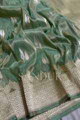 Moss Green Tissue Silk Saree