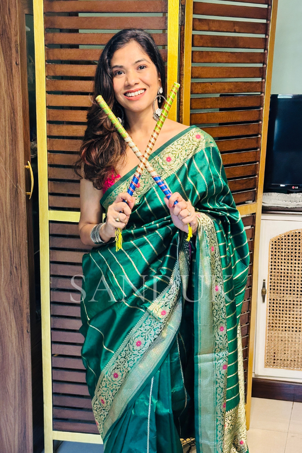 Green stripe Saree