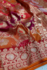 Lotus Jangla Red Saree