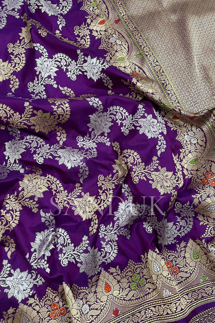 Purple Jangla Meenakari Saree – Sanduk