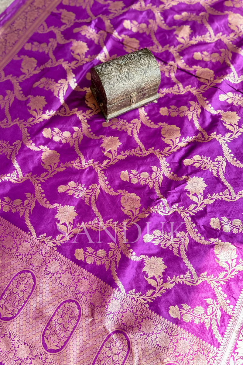 Purple Handloom Banarasi Lehenga (Fabric)