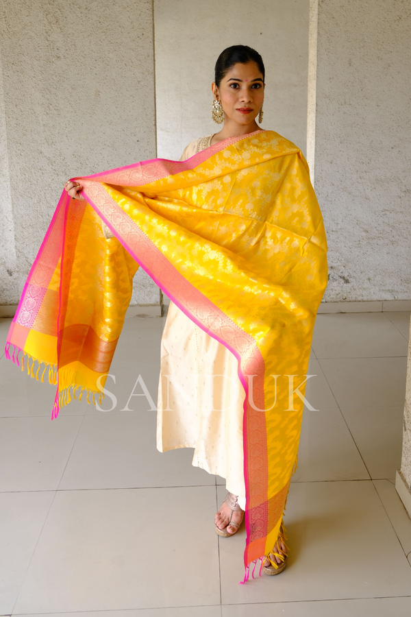 Yellow Silk Georgette Dupatta