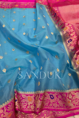 Kadhiyal Blue Kora Silk (Saree)