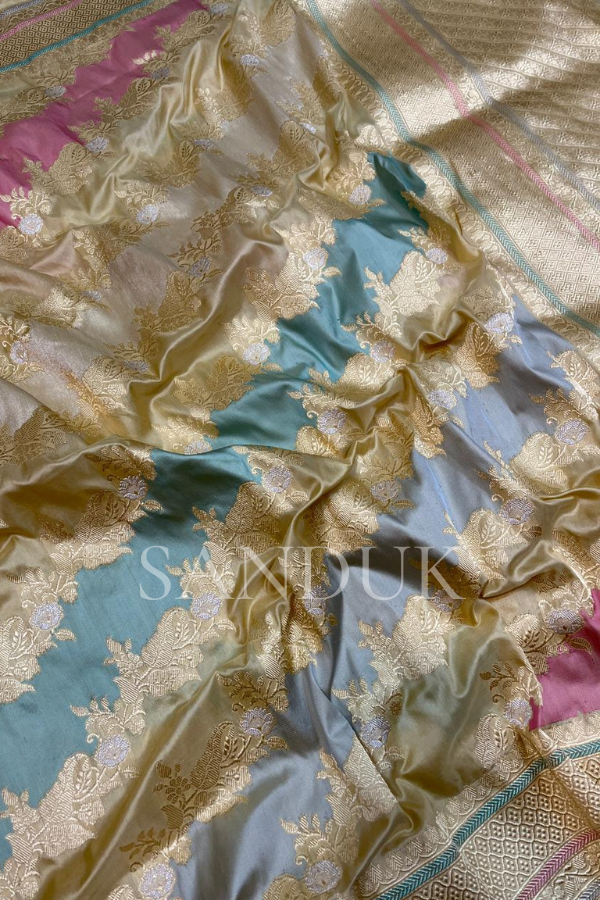 Rangkaat Pastel tone Jangla Saree – Sanduk