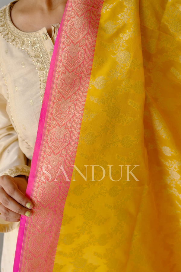 Yellow Silk Georgette Dupatta