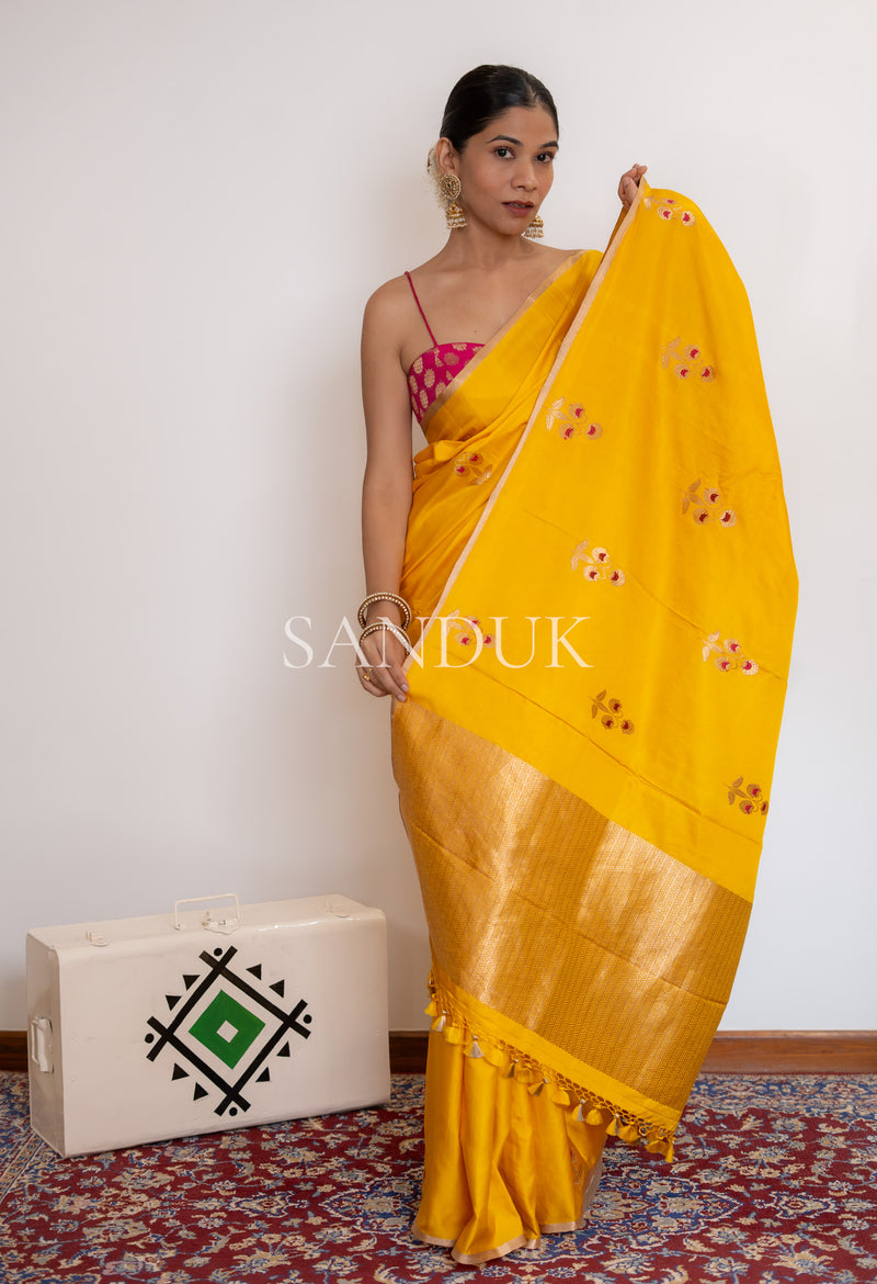 Meenakari Floral Mashru Saree