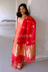 Red kora Saree