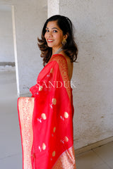 Red kora Saree