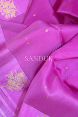 Pink Kora Silk with Satin Border (Saree)