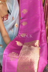 Pink Kora Silk with Satin Border (Saree)