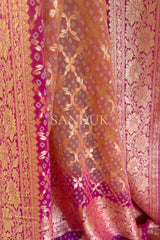 Peach Bandhani Dupatta