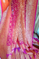 Peach Bandhani Dupatta