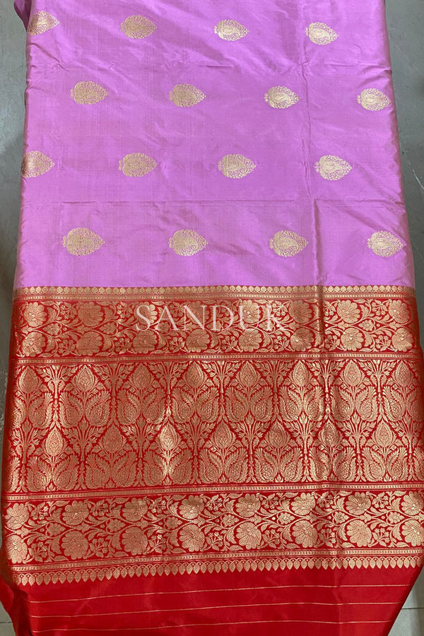 Contrast Border Pink Katan Silk (Saree)