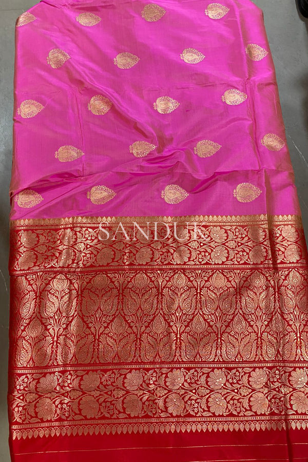 Contrast Red Katan Silk (Saree)