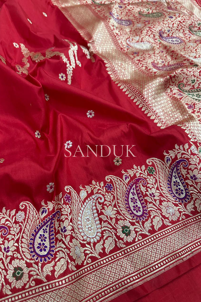 Red Floral Buta Premium Saree