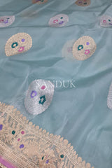 Pastel Blue Meenakari Kora (Saree)
