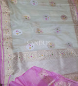 White Meenakari Kora Silk (Saree)