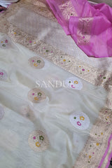 White Meenakari Kora Silk (Saree)