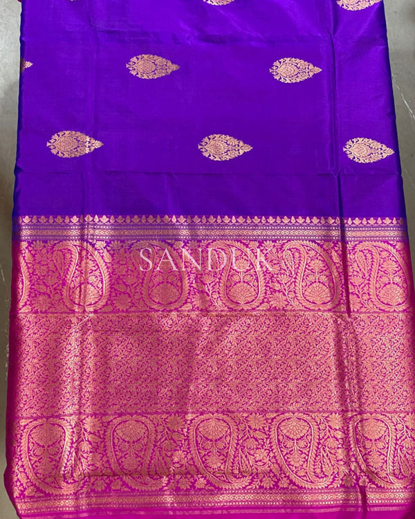 Contrast Border Katan Silk Purple (Saree)