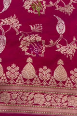 Ruby Red Katan Silk Jangla Saree